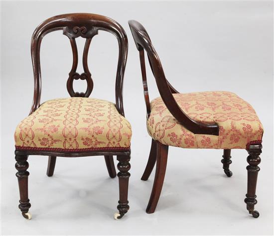 A set of six Victorian mahogany dining chairs,